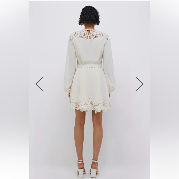 NWT🆕#172-Jonathan Simkhai, Avra paisley-embroidered trim belted mini dress S 6 - Picture 5 of 13